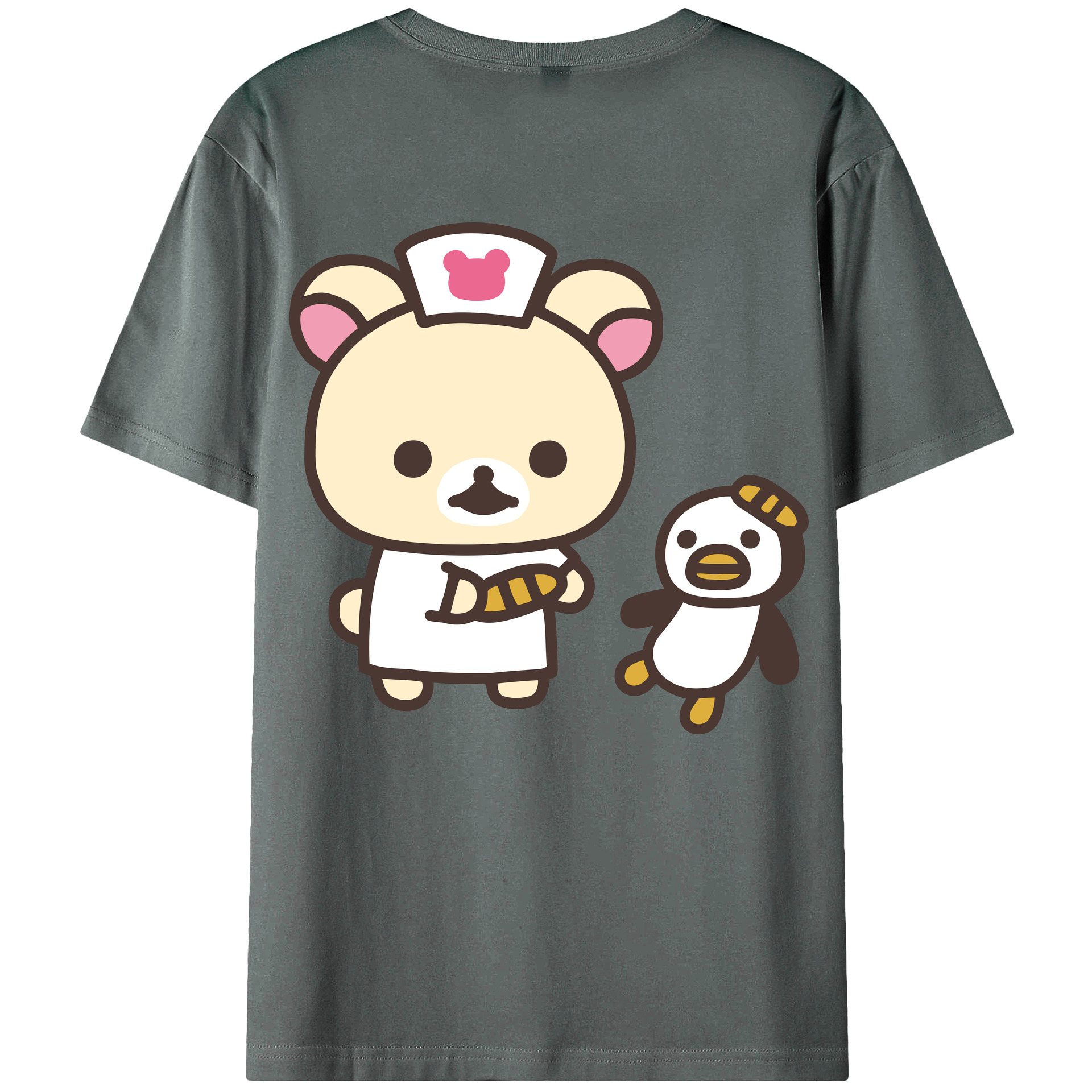 （画像用） リラックマ リラックマ キイロイトリ Rilakkuma Korilakkuma Kiiroitori 綿100％ メンズ半袖Tシャツ（バックプリント） 通気性